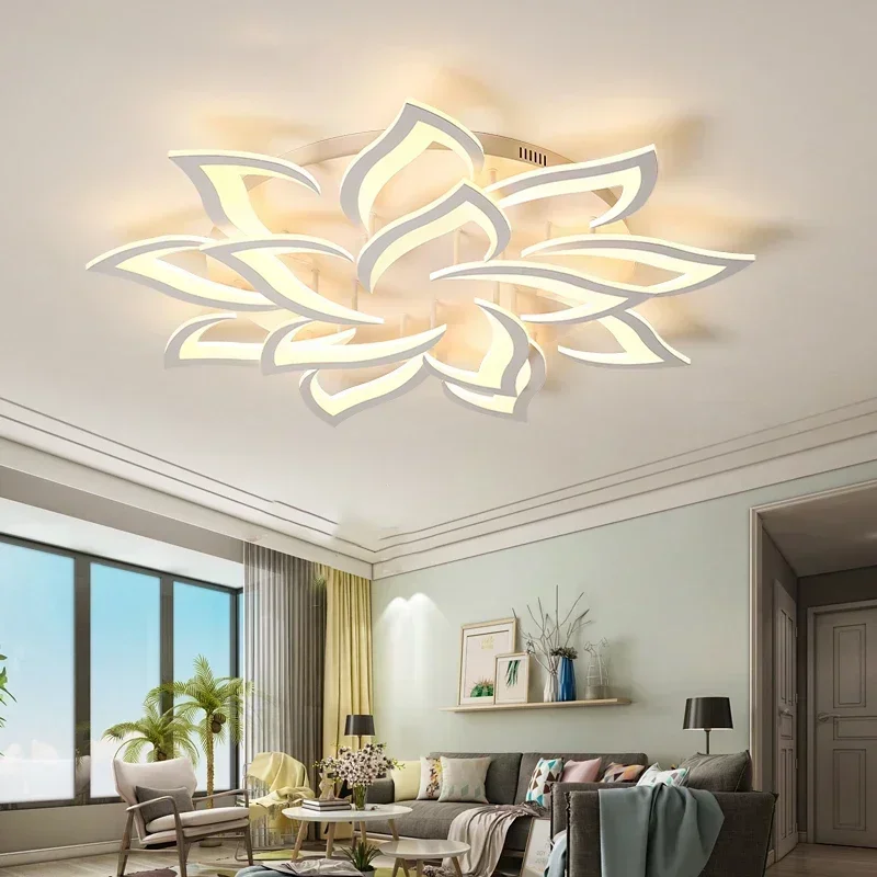 Interior Design Luxury Living Room - โคมระย้ากลีบดอก LED ของนักออกแบบโคมไฟห้องครัวห้องรับแขกห้องนอนทันสมัยโคมไฟภายในบ้านโคมไฟตกแต่งชั้นสูงหรูหรา