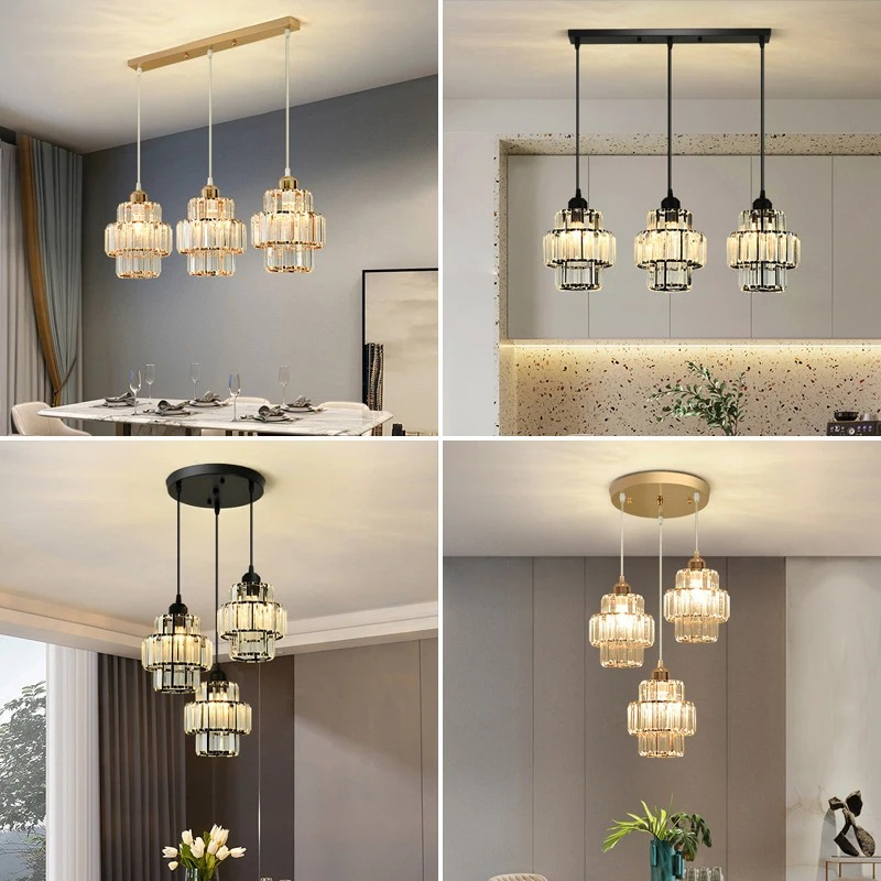 Interior Design Kitchen Modern - โคมไฟระย้าคริสตัลดีไซน์สไตล์นอร์ดิก สำหรับร้านอาหาร โรงแรม ห้องครัว ตกแต่งภายในหรูหรา แสงไฟ