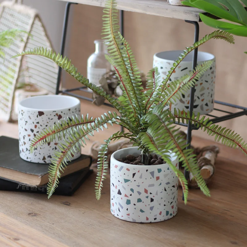 Terrazzo Pot Cement - แม่พิมพ์ซิลิโคนสำหรับทำภาชนะใส่เทียนคอนกรีต กระถางต้นไม้ปูนซีเมนต์ ชามเก็บของเทอร์ราซโซ และที่ใส่ปากกาปูนปลาสเตอร์